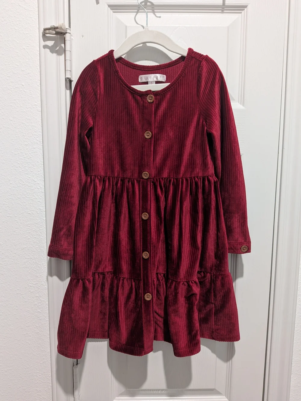 Biscotti Girls' Corduroy Button-Front Dress in Deep Wine
